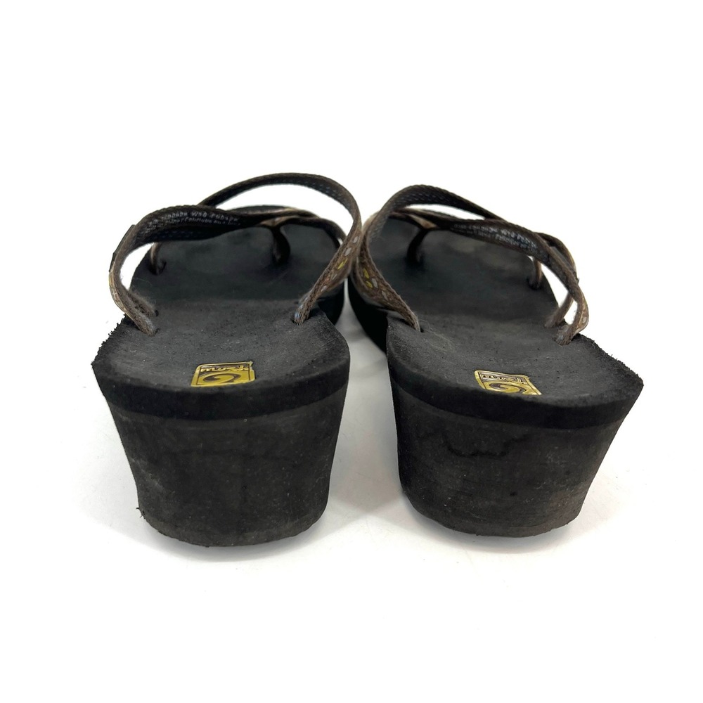 Teva Women's 10 Brown Green Strap Thong Wedge Sandal - Picture 5 of 9